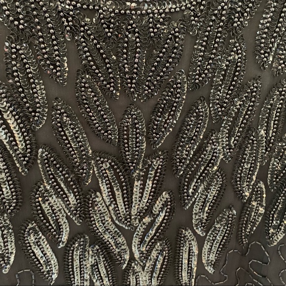 Vintage 80s Lawrence Kazar Sequin Abstract Bead Silk Scallop Flapper Min… - Picture 6 of 16